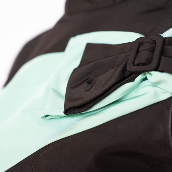 Prada Black Sleeveless Mock Neck Blouse w/ Tiffany Blue Stripe - Picture 5 of 5